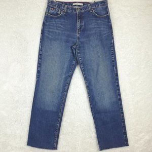 Tommy‎ Hilfiger Womens Jeans Boyfriend Denim Blue Raw Hem Medium Wash 10